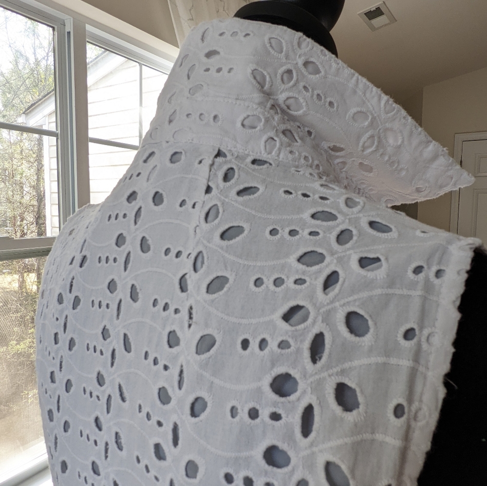 London Time White Eyelet Knee Length Dress Size S - Picture 6 of 14